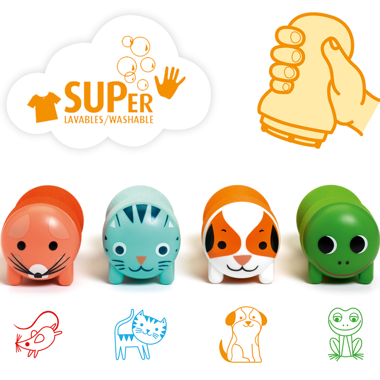 4 tampons auto-encreurs Animaux du jardin