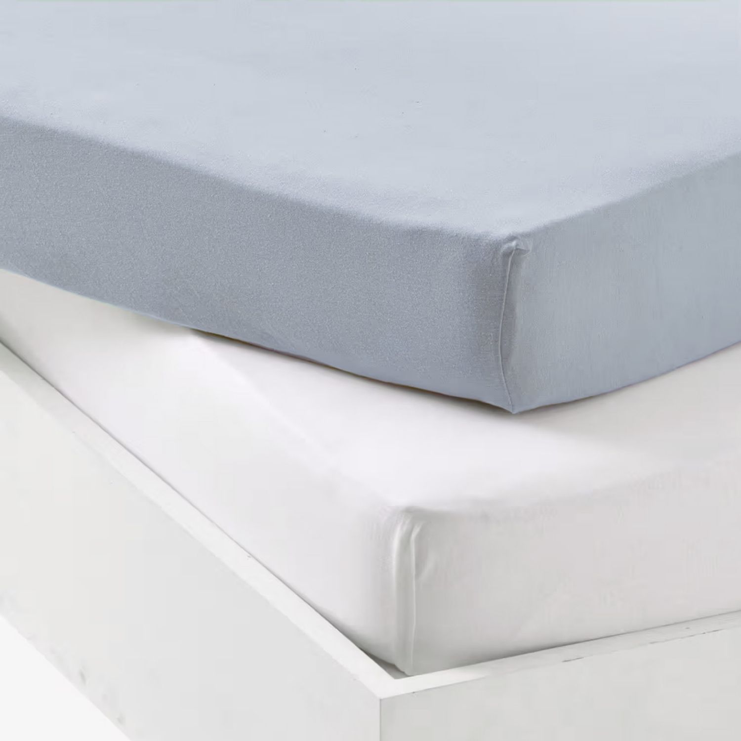 Lot alèse et drap housse Blanc-Light Blue (60 x 120 cm) (Mon P'tit Dodo) - Image 1