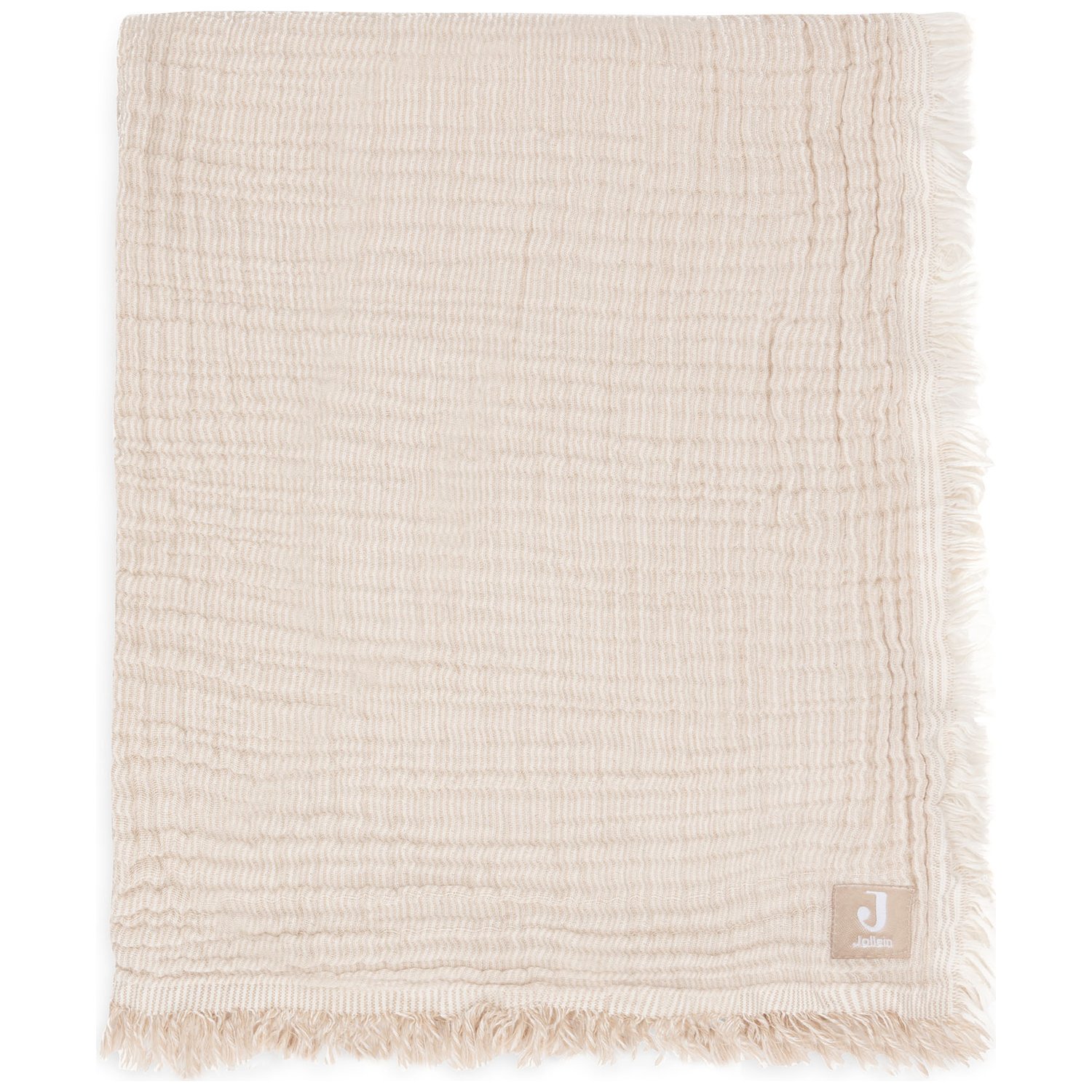 Couverture en gaze de coton Fringe Stripe Biscuit (75 x 100 cm) (Jollein) - Image 5