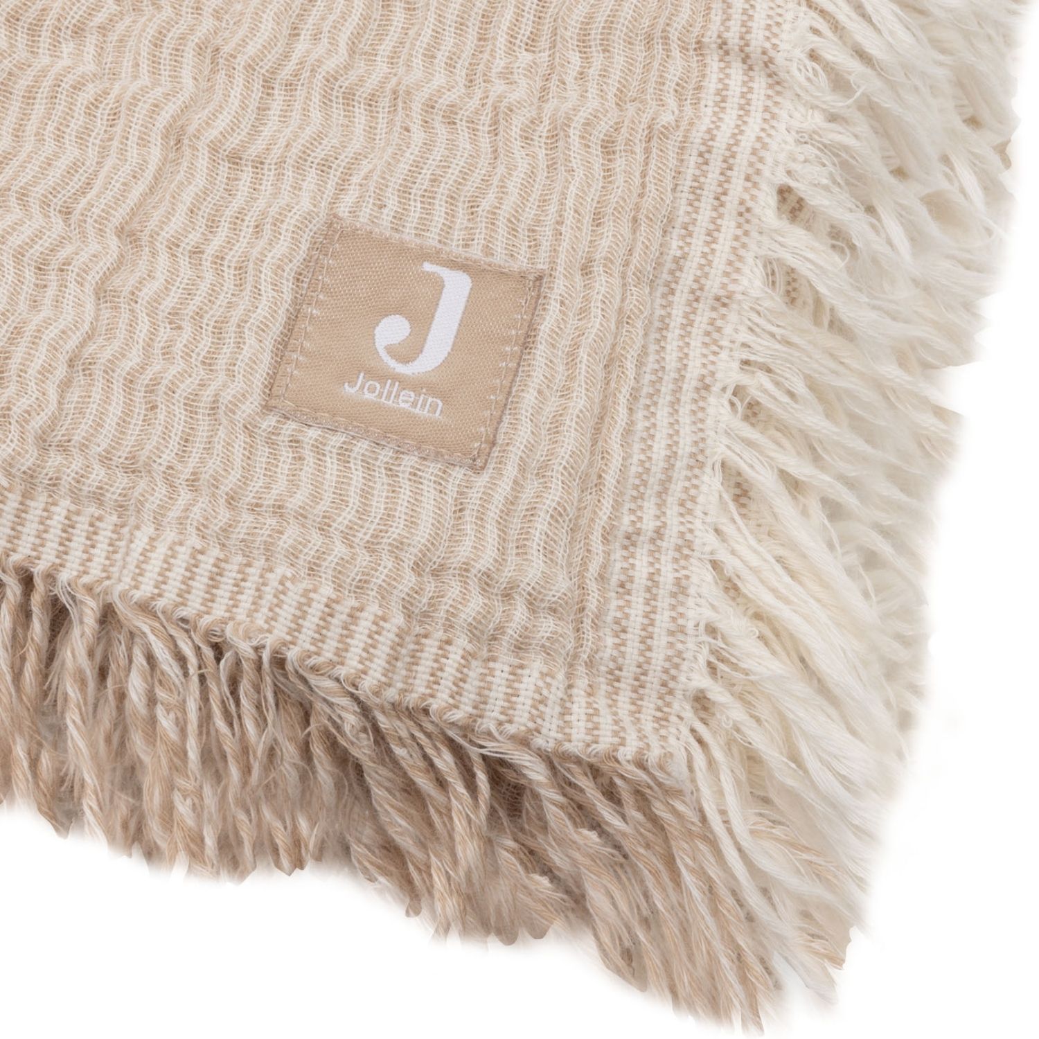 Couverture en gaze de coton Fringe Stripe Biscuit (75 x 100 cm) (Jollein) - Image 7