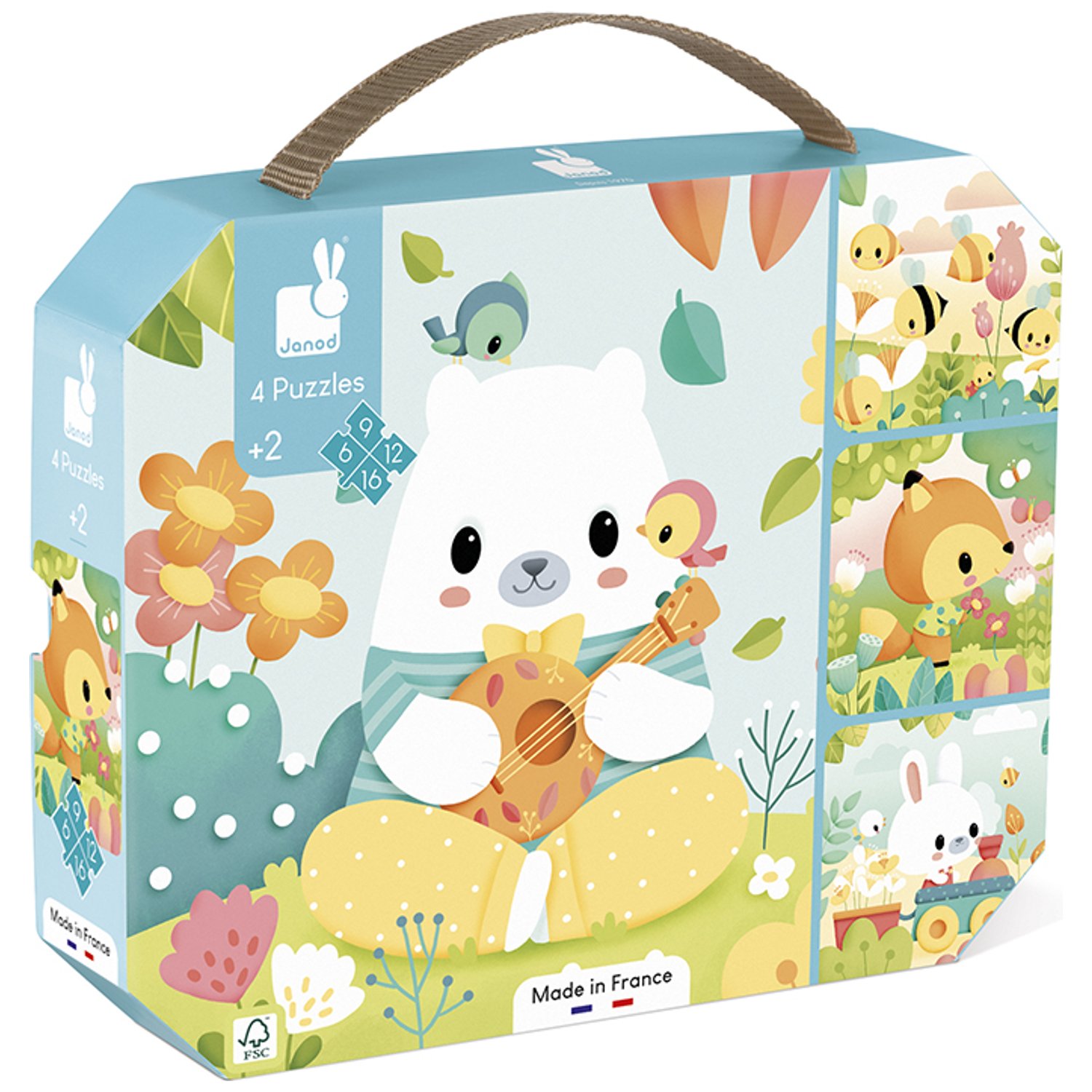 Malette de 4 petits puzzles (6 à 16 pièces)