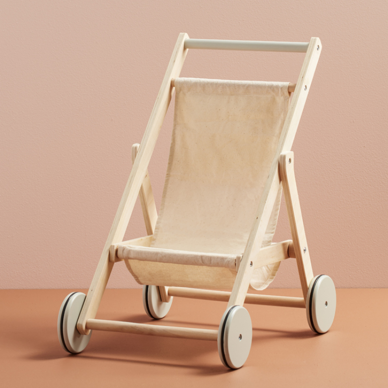 Poussette en bois pour poupée nature (Kid's Concept) - Image 3