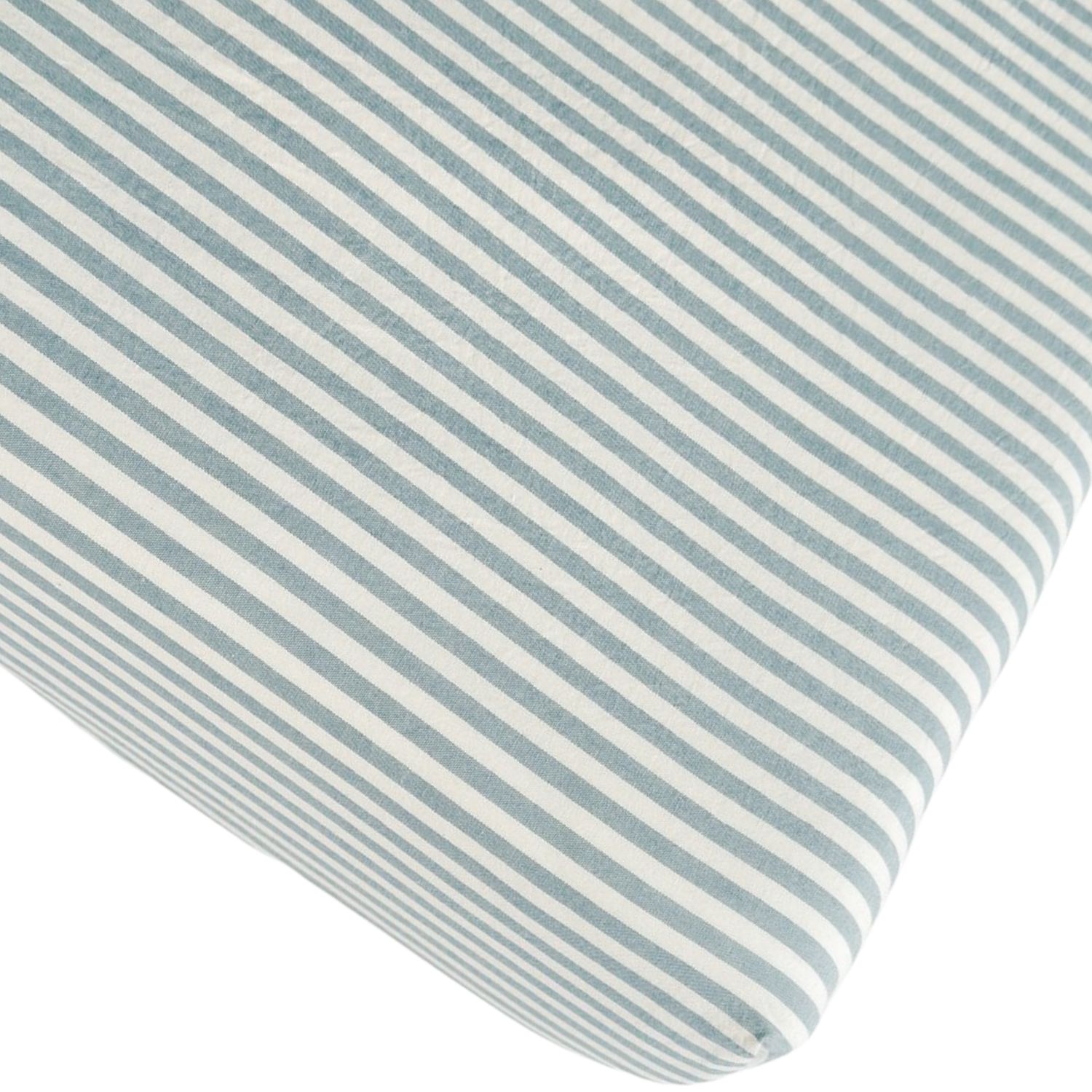 Kadolis - Drap housse en percale de coton Rayé Bleu Ardoise (60 x 120 cm)
