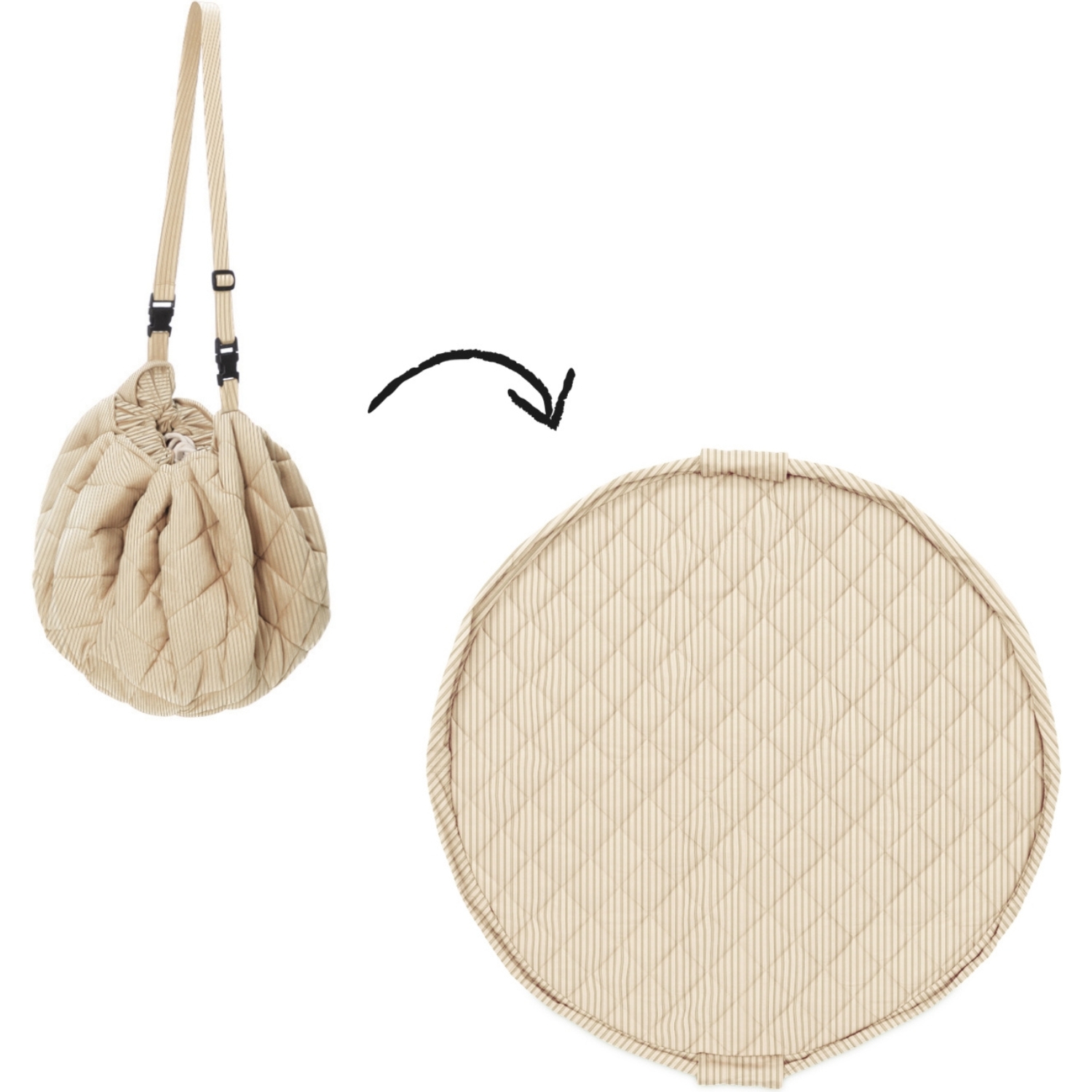 Tapis de jeu nomade 2 en 1 Organic Stripes Brown (Play&Go) - Image 2