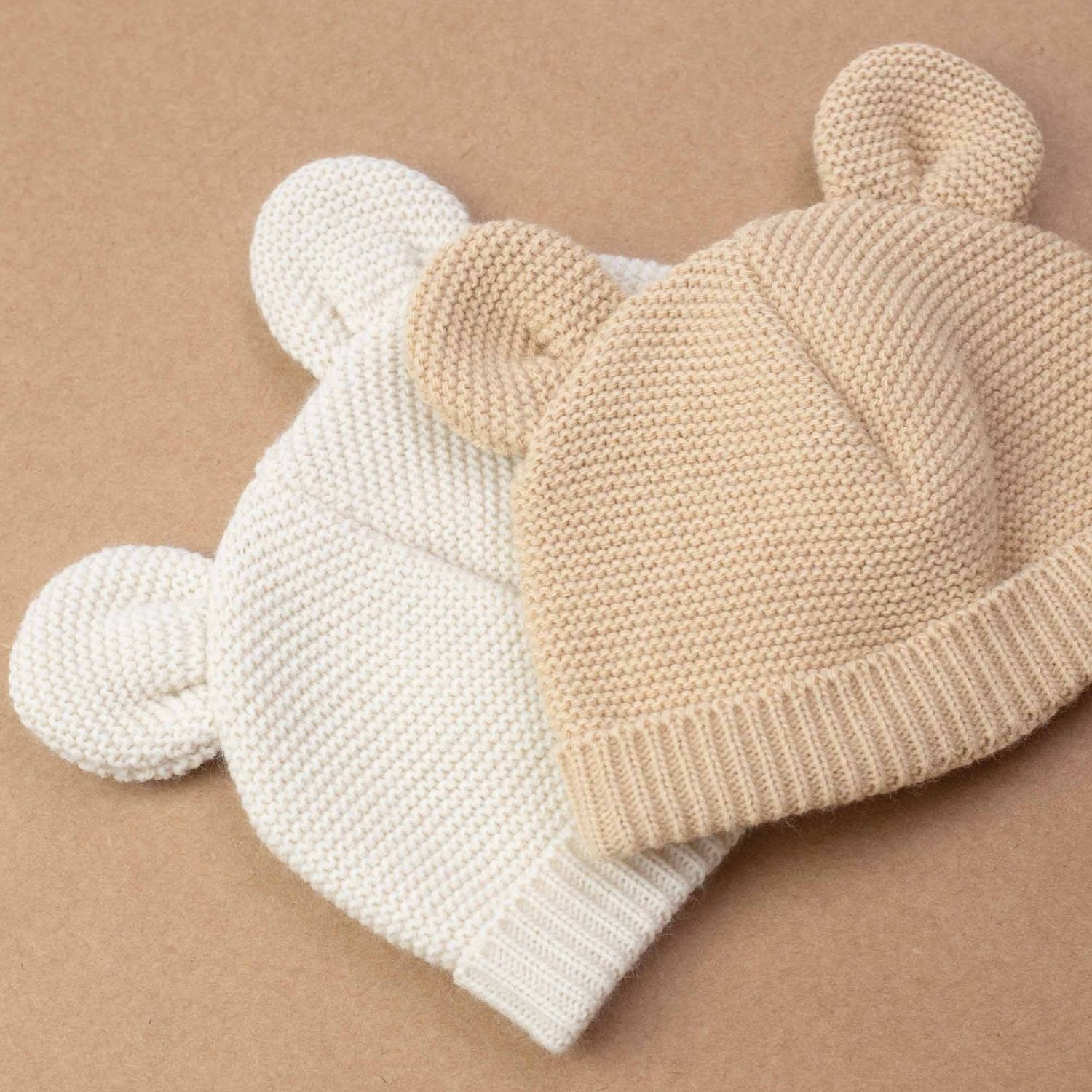 Bonnet de naissance Ours en maille Sable (0-1 mois) (Trois Kilos Sept) - Image 3