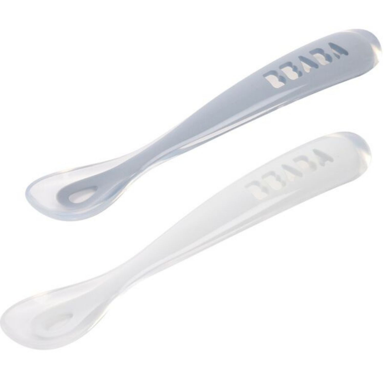 Lot de 2 cuillères silicone 1er âge Duo Galet Bleu nuage