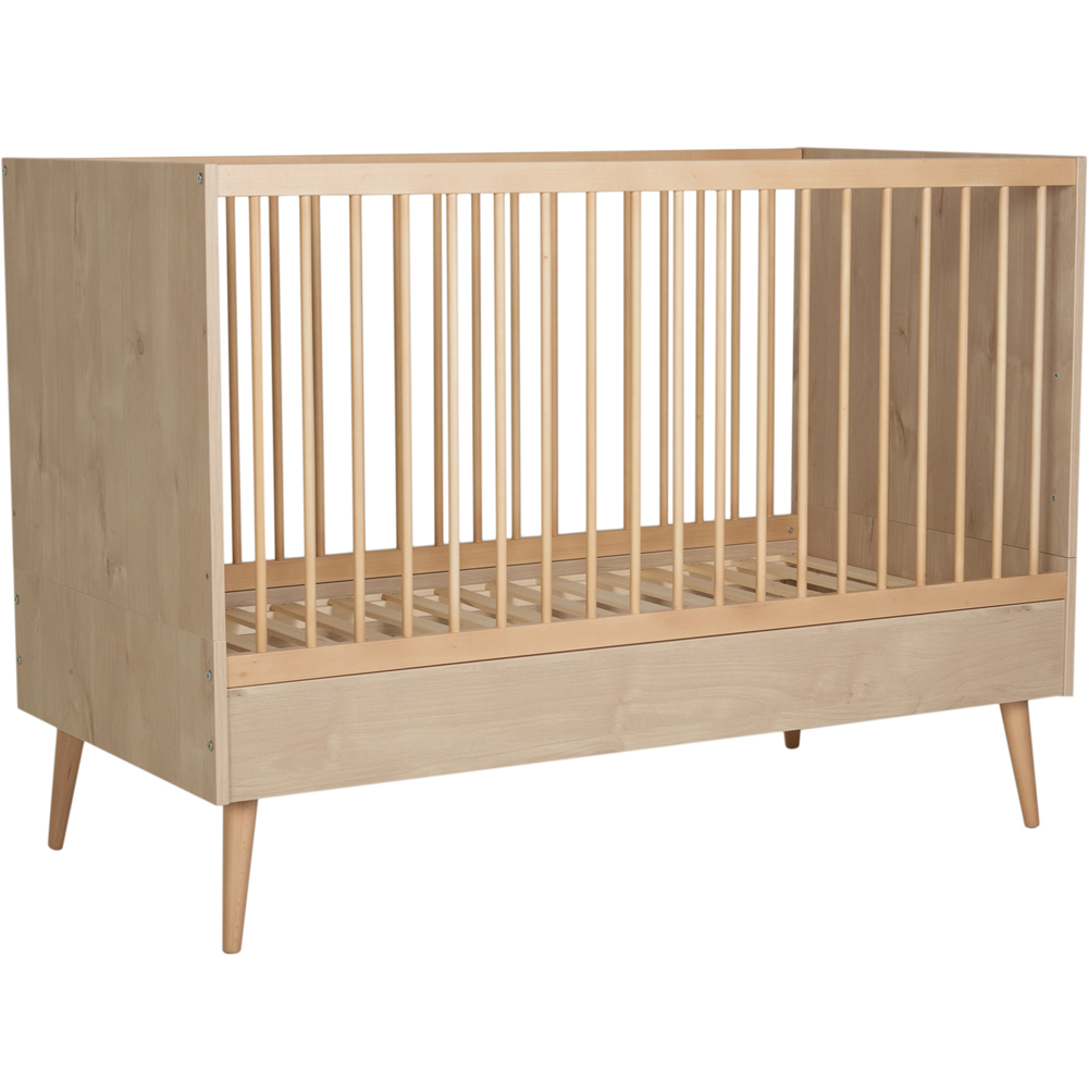 Lit b&eacute;b&eacute; 60x120 cm ch&ecirc;ne clair et pieds h&ecirc;tre massif cosy