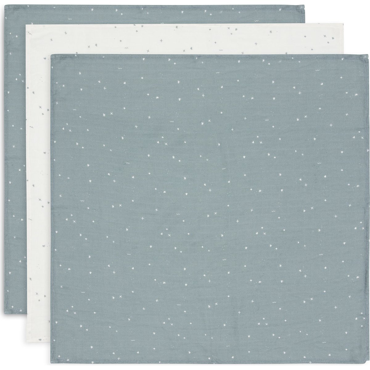 Jollein - Lot de 3 langes en coton Twinkling Sea Green (70 x 70 cm)