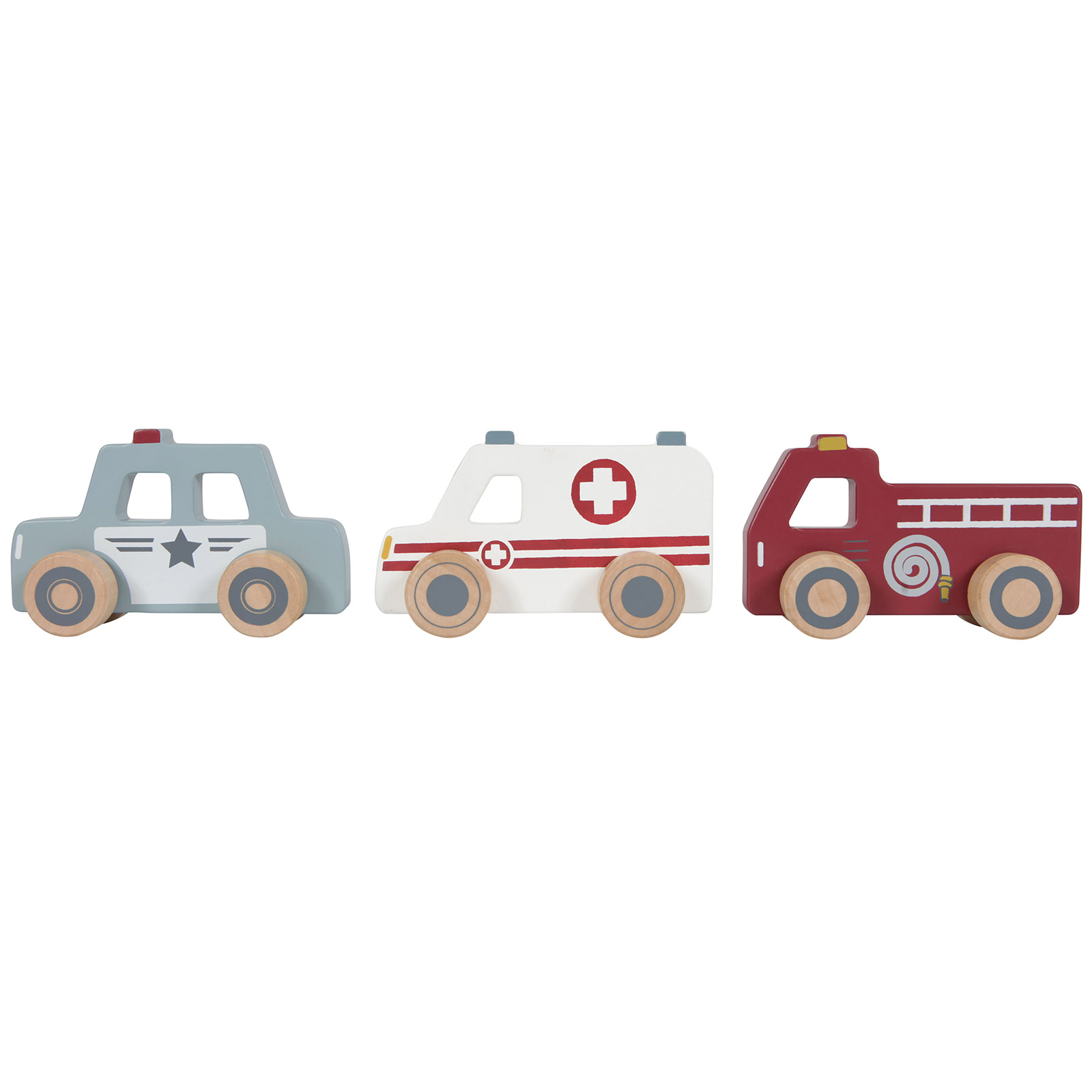 Little Dutch - Lot de 3 véhicules de secours en bois