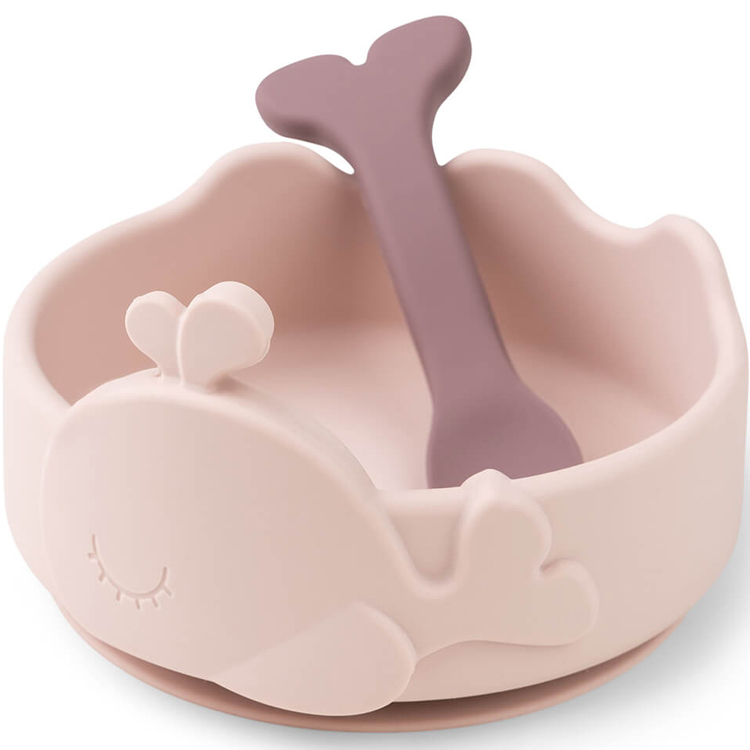 Bol ventouse et cuillère silicone Wally rose (Done by deer) - Image 1