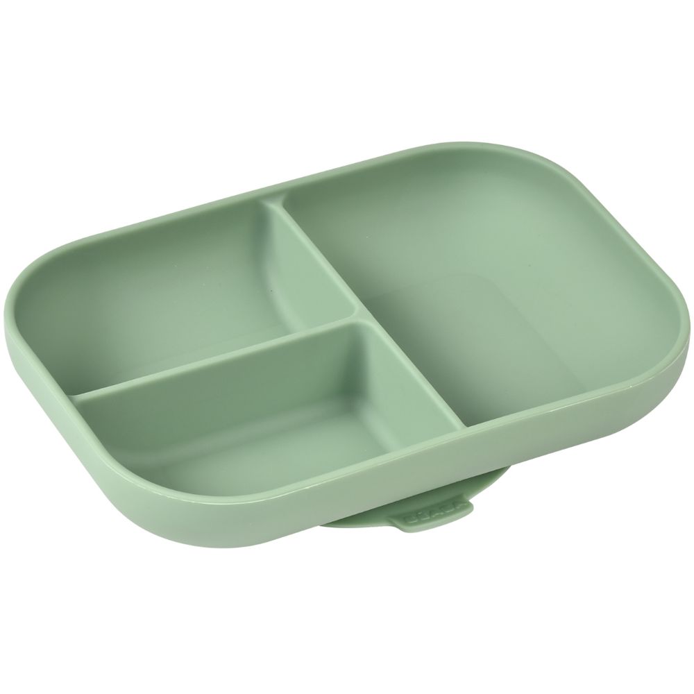 Assiette compartimentée à ventouse en silicone Vert sauge (Béaba) - Couverture