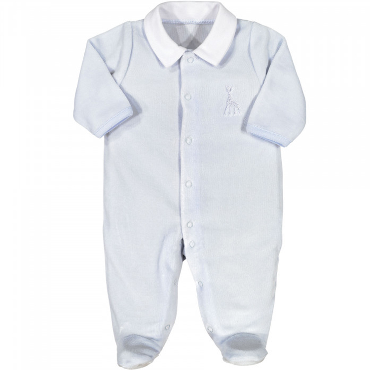 Trois Kilos Sept - Pyjama en velours bleu Sophie la girafe (3 mois)