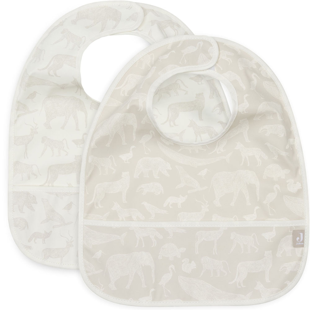Lot de 2 bavoirs plastifiés Animals Nougat (Jollein) - Image 1