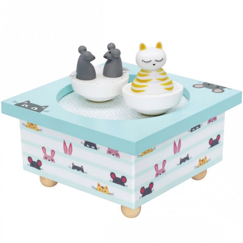 Boîte à musique magnétique chat et souris