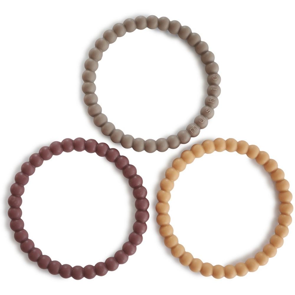 Mushie - Lot de 3 bracelets de dentition Pearl Berry-Marigold-Khaki