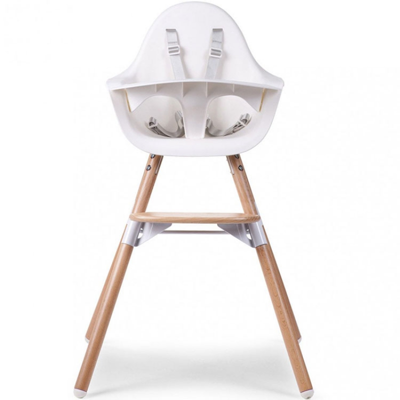 Chaise haute en bois naturel Evolu 2 blanc (Childhome) - Image 2