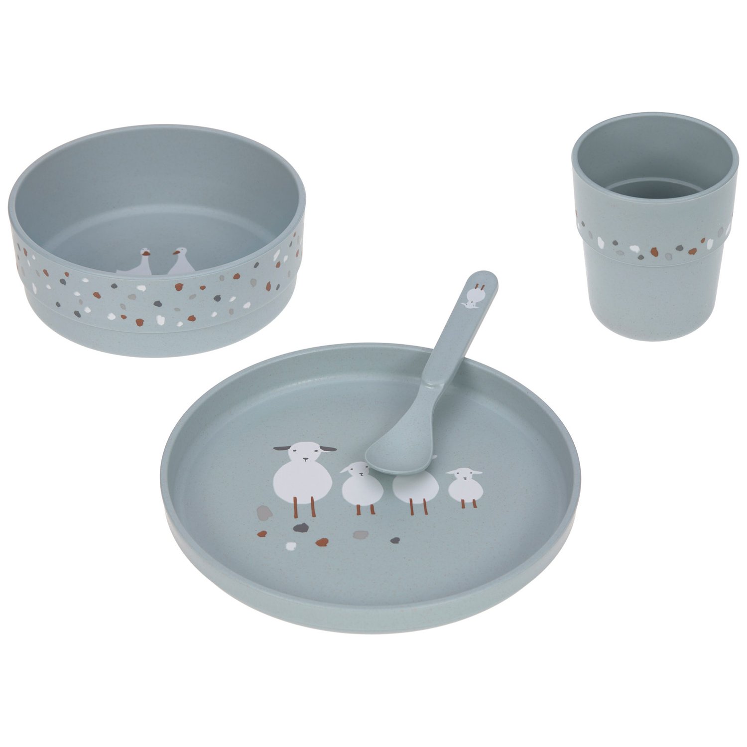 Coffret repas Tiny Farmer mouton et oie bleu (Lassig) - Image 1