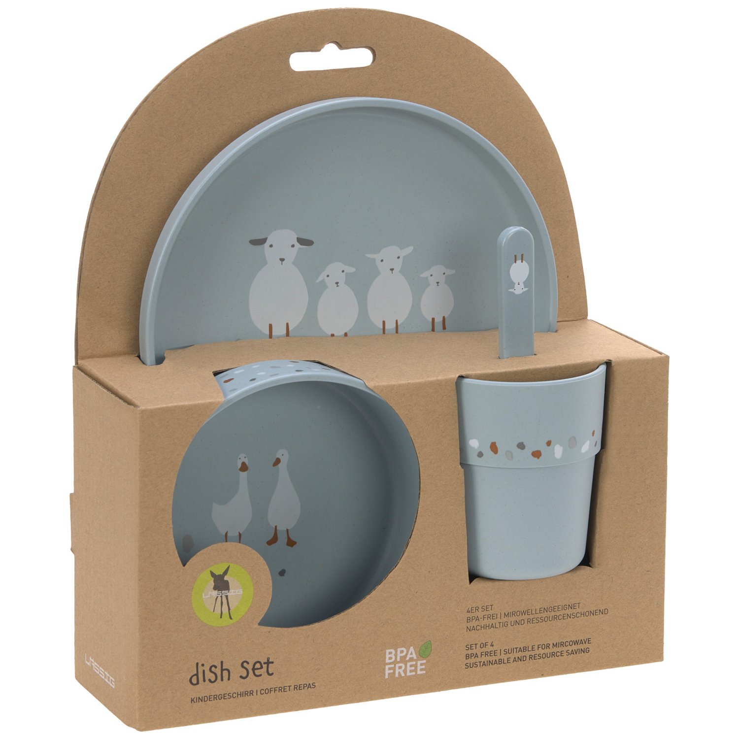 Coffret repas Tiny Farmer mouton et oie bleu (Lassig) - Image 2