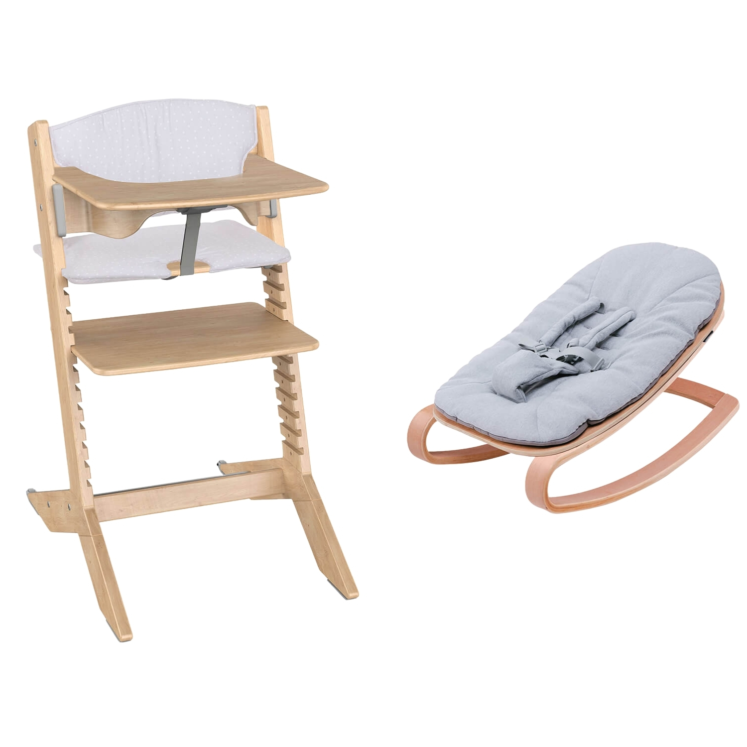 Chaise haute évolutive Nala Naturel avec set nouveau-né, tablette et coussin