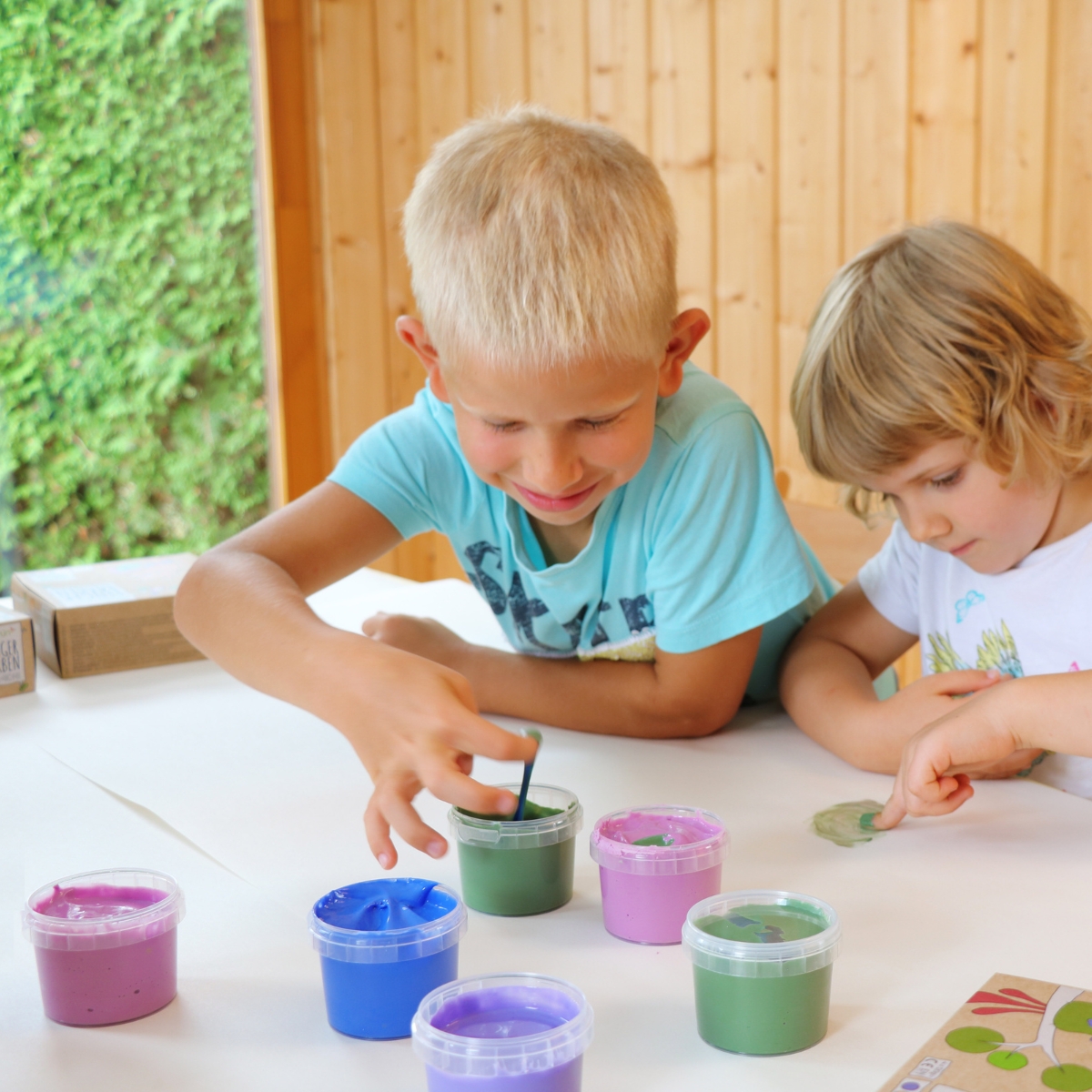 Coffret Nori 2 pots vert + jaune peinture aux doigts naturelle et vegan (Neogrün) - Image 2