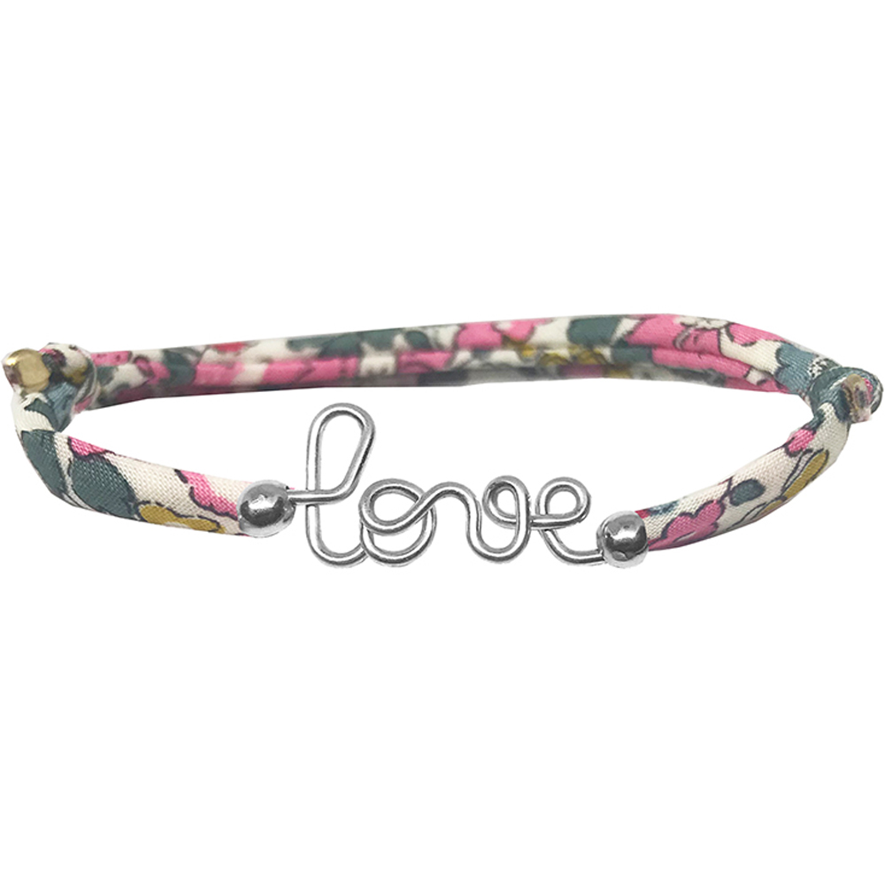 Padam Padam - Bracelet cordon liberty Mon petit love argent (personnalisable)