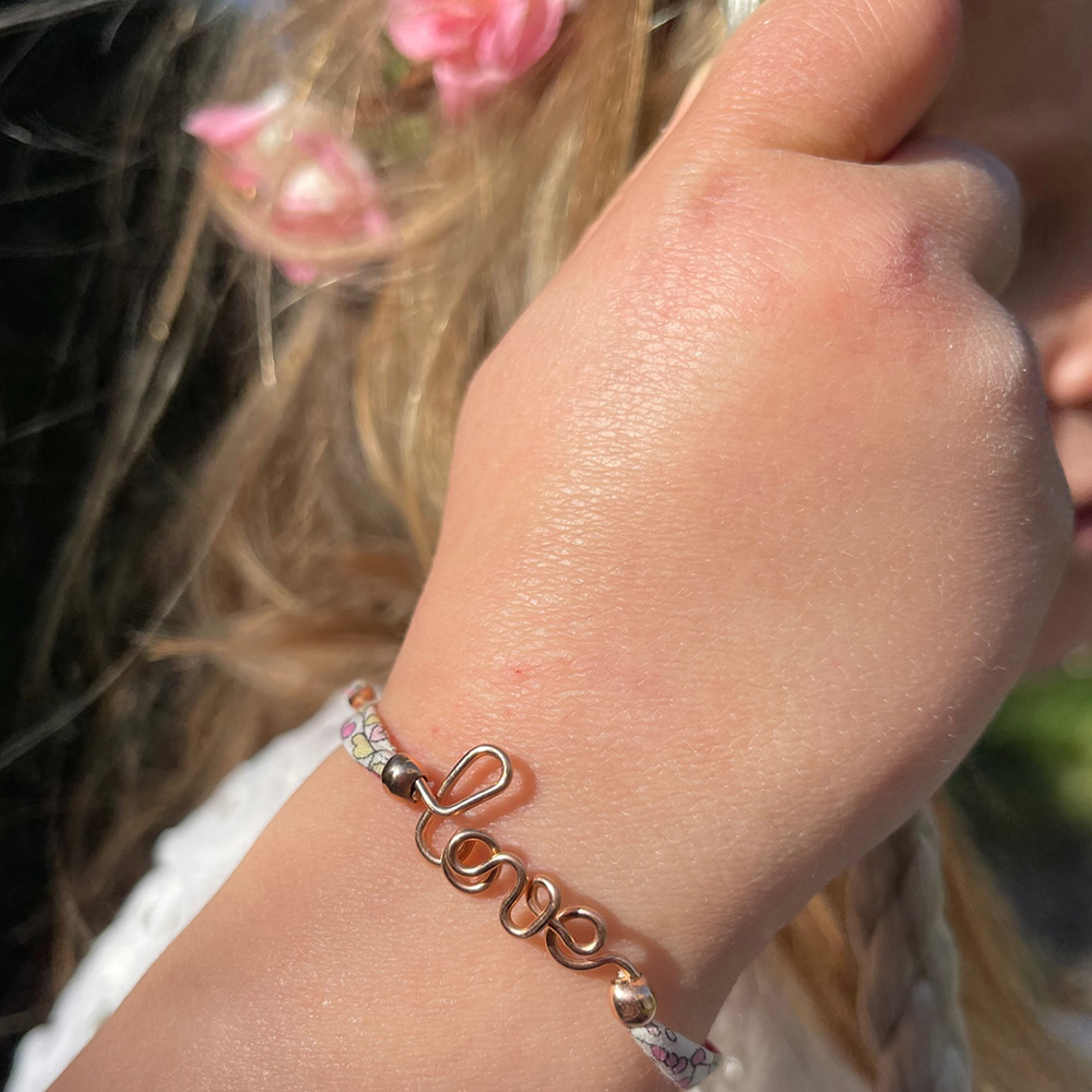 Bracelet cordon liberty Mon petit love argent (personnalisable) (Padam Padam) - Image 1