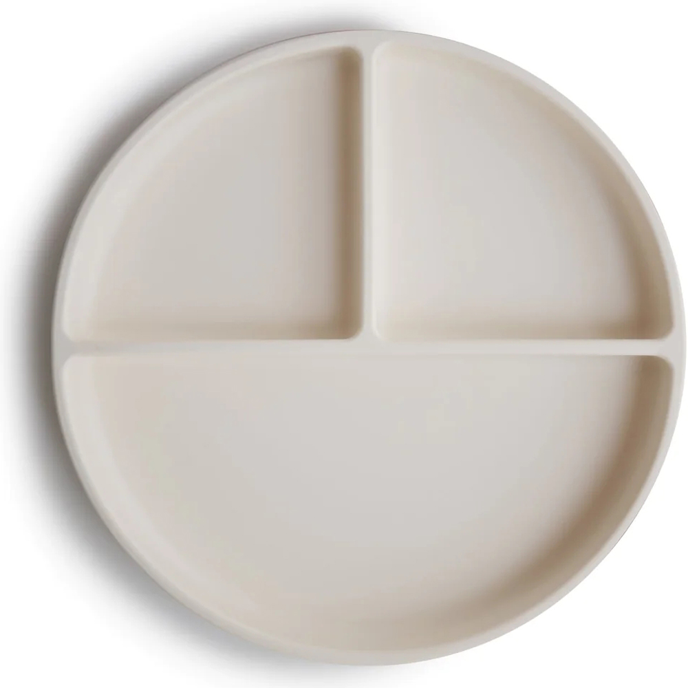 Mushie - Assiette à compartiments en silicone avec ventouse Ivory