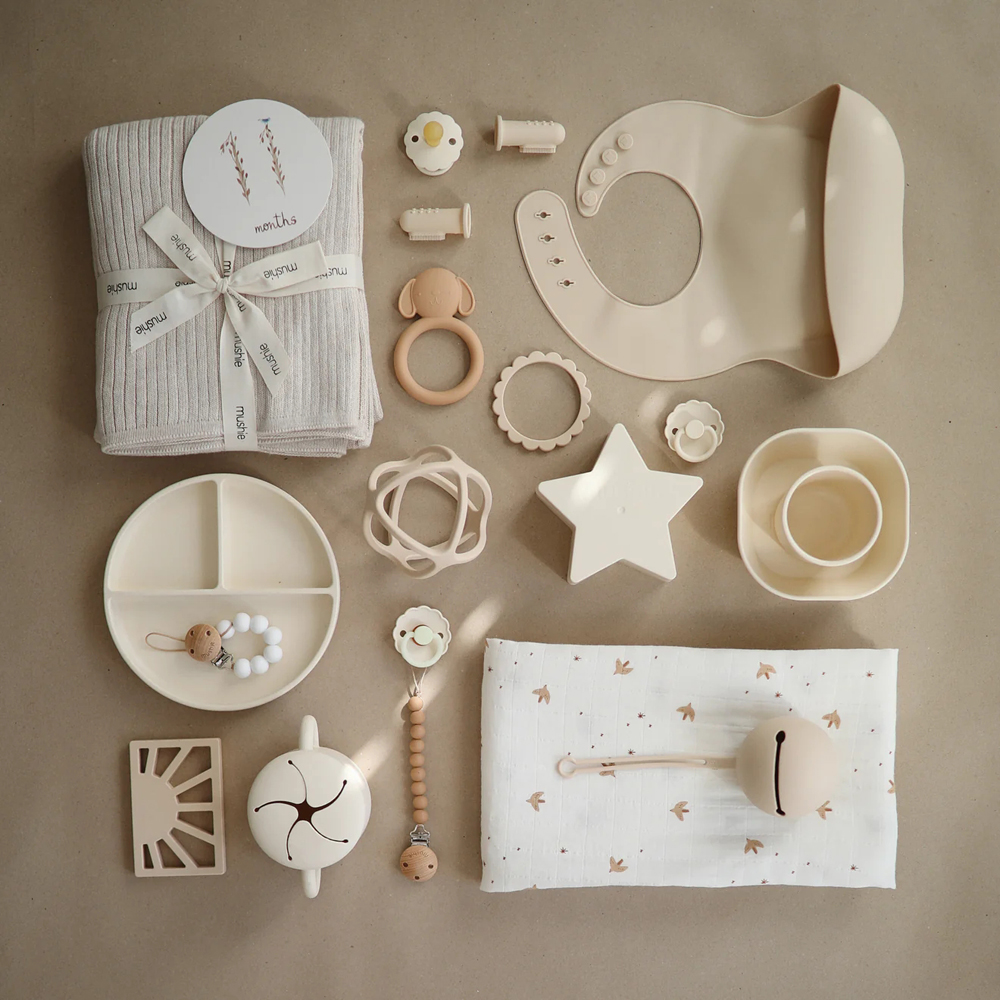 Mushie - Assiette à compartiments en silicone avec ventouse Ivory