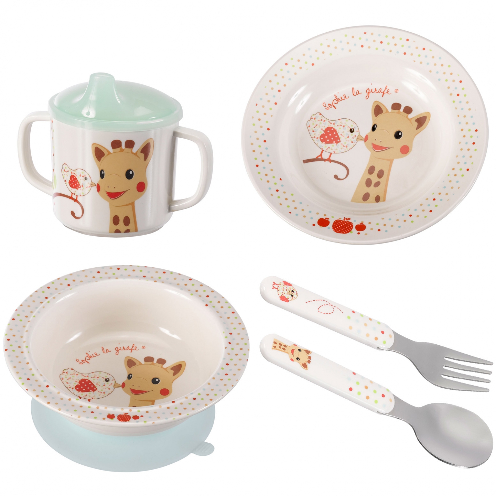 Sophie la girafe - Coffret repas Kiwi de Sophie la girafe (5 pièces)