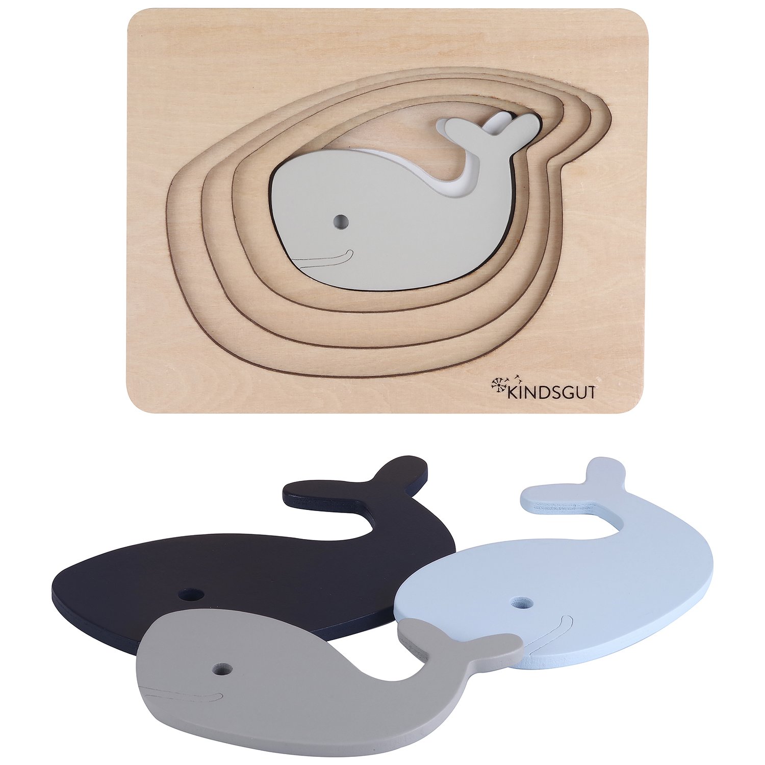 Puzzle en bois Baleine (6 pièces) (Kindsgut) - Image 1