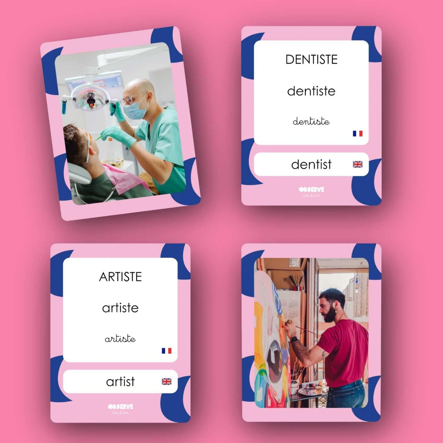 Cartes Flash Métiers (40 cartes photos et mots) (Observe Édition) - Image 1