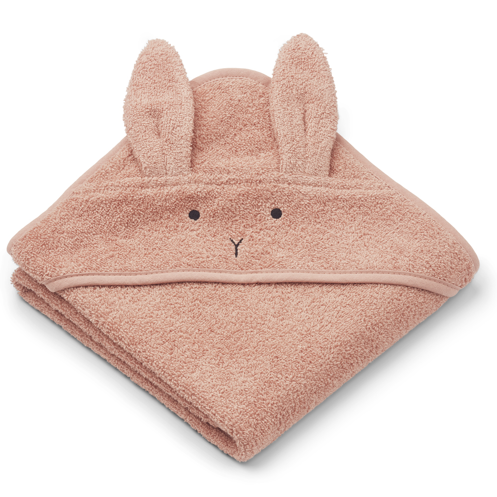 Cape de bain Albert Rabbit rose (70 x 70 cm) (Liewood) - Image 1