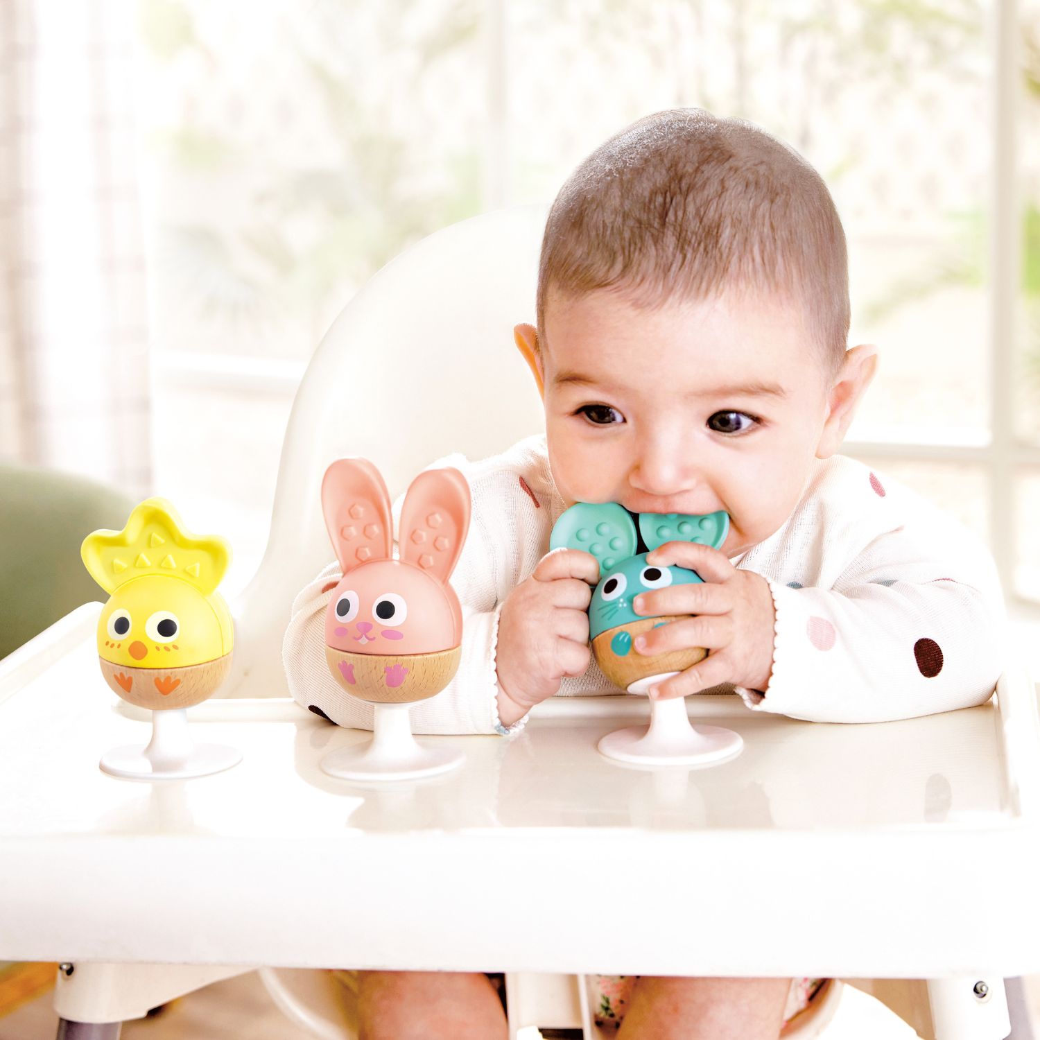 Hape - Lot de 3 hochets à ventouse Animaux