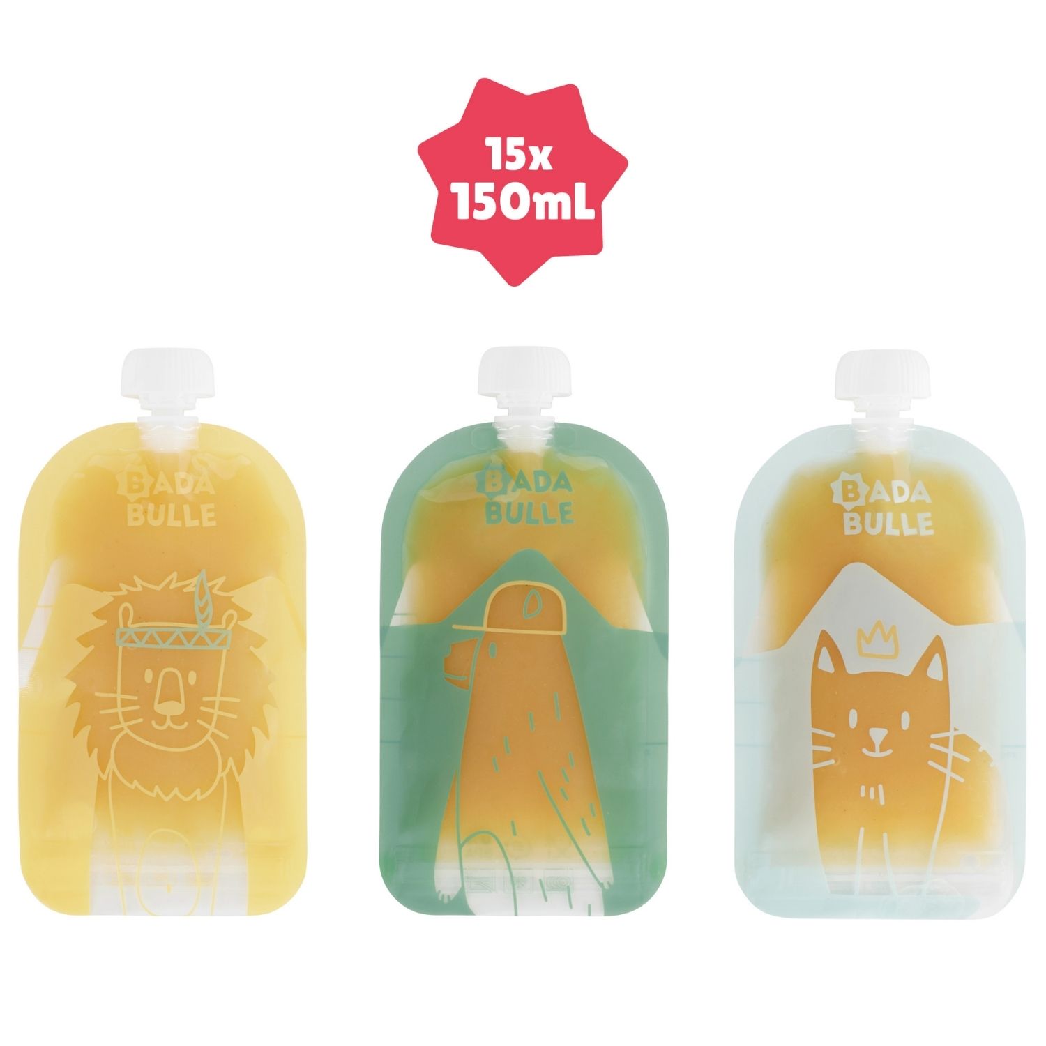 Lot de 15 gourdes réutilisables (150 ml) (Badabulle) - Image 6