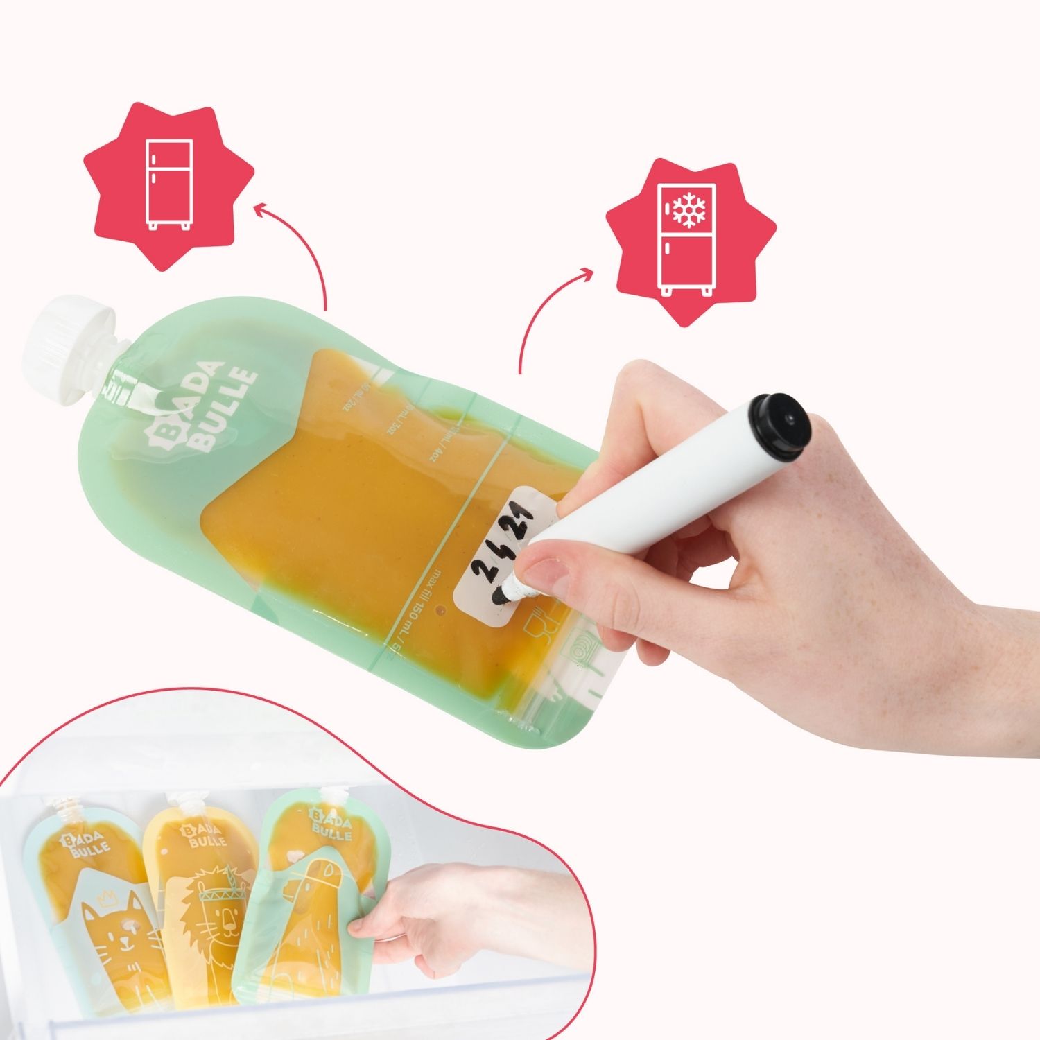 Lot de 15 gourdes réutilisables (150 ml) (Badabulle) - Image 2