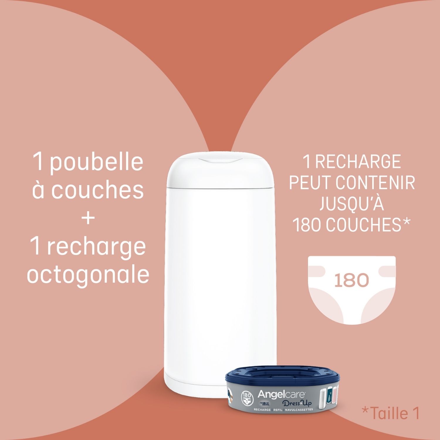 Poubelle à couches Dress up blanc laqué (Angelcare) - Image 3