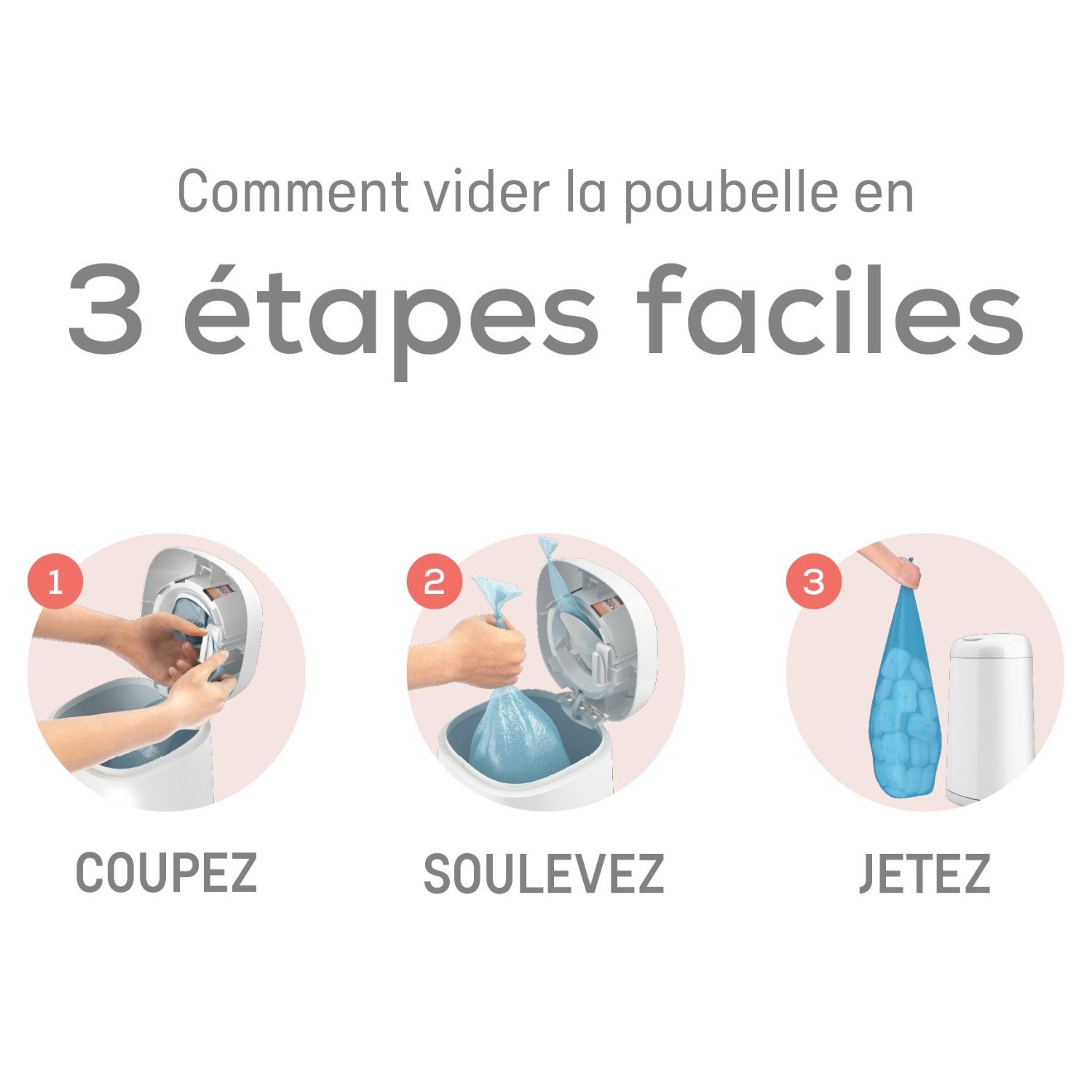 Poubelle à couches Dress up blanc laqué (Angelcare) - Image 2