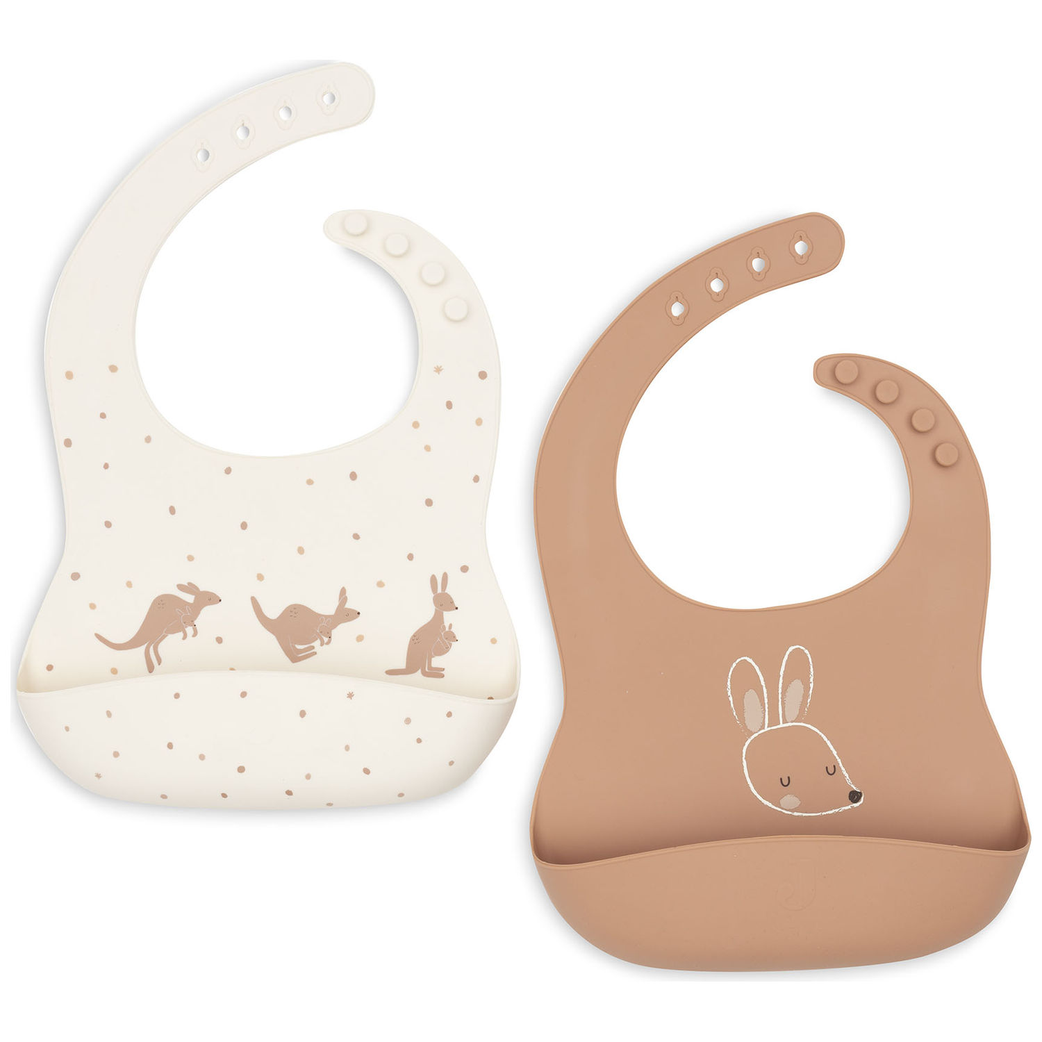 Jollein - Lot de 2 bavoirs en silicone Kangaroots