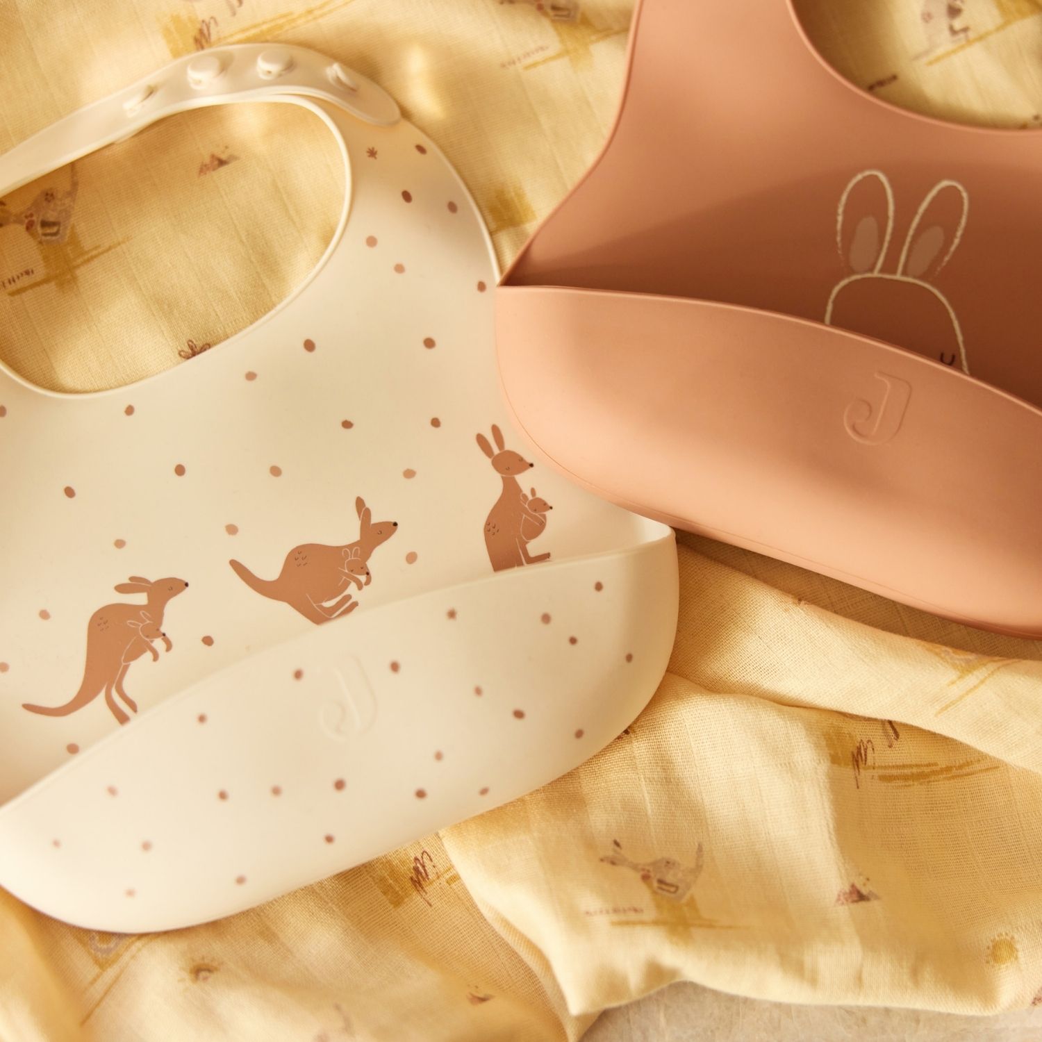Jollein - Lot de 2 bavoirs en silicone Kangaroots