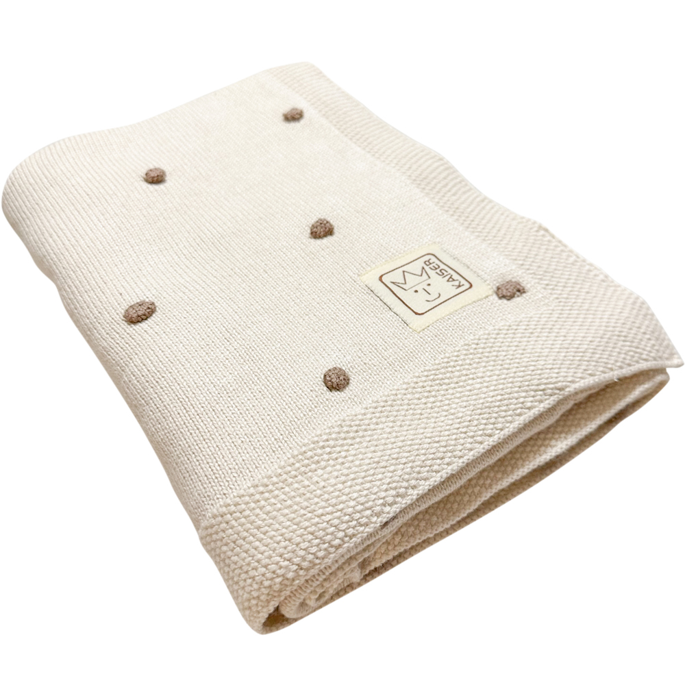 Couverture en tricot et coton bio crème et marron (80 x 100 cm) (Kaiser) - Couverture