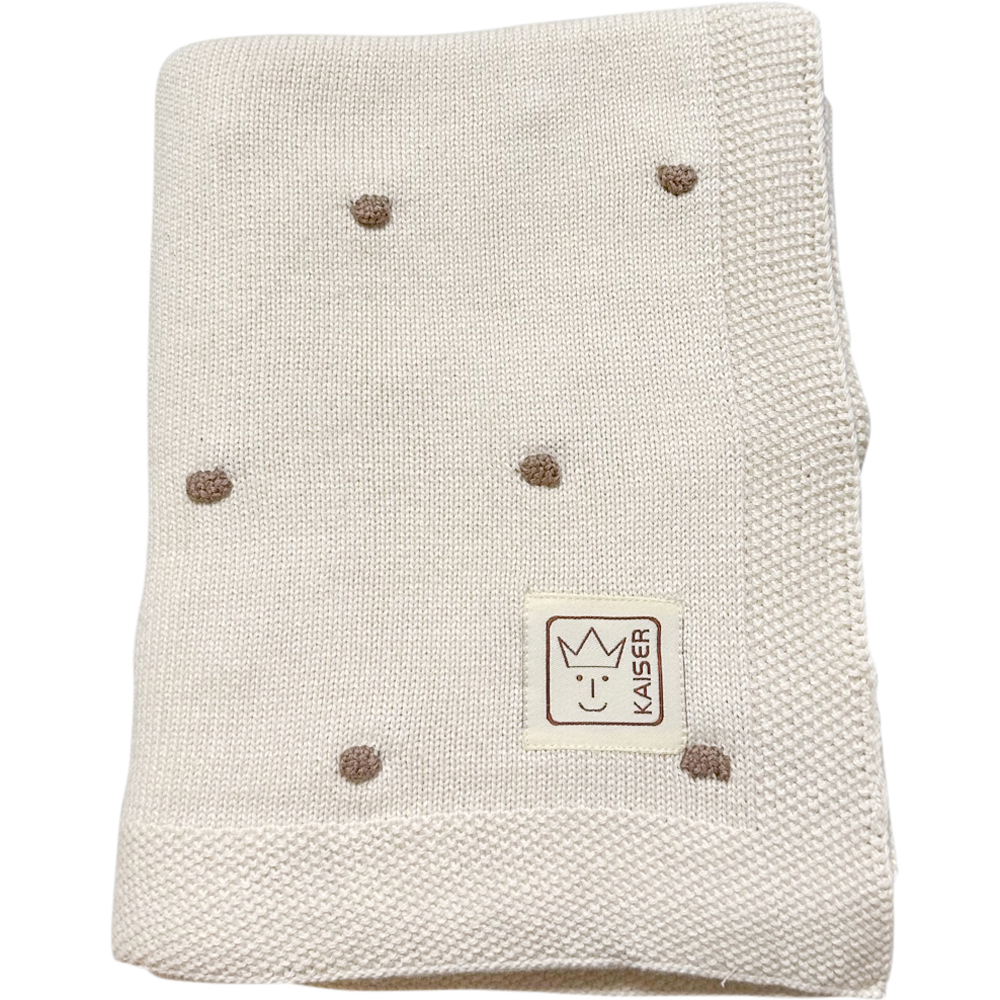 Couverture en tricot et coton bio crème et marron (80 x 100 cm) (Kaiser) - Image 2