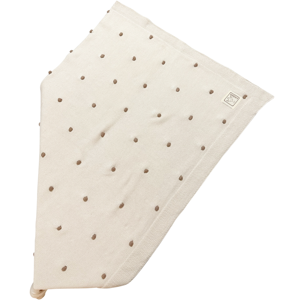 Couverture en tricot et coton bio crème et marron (80 x 100 cm) (Kaiser) - Image 3