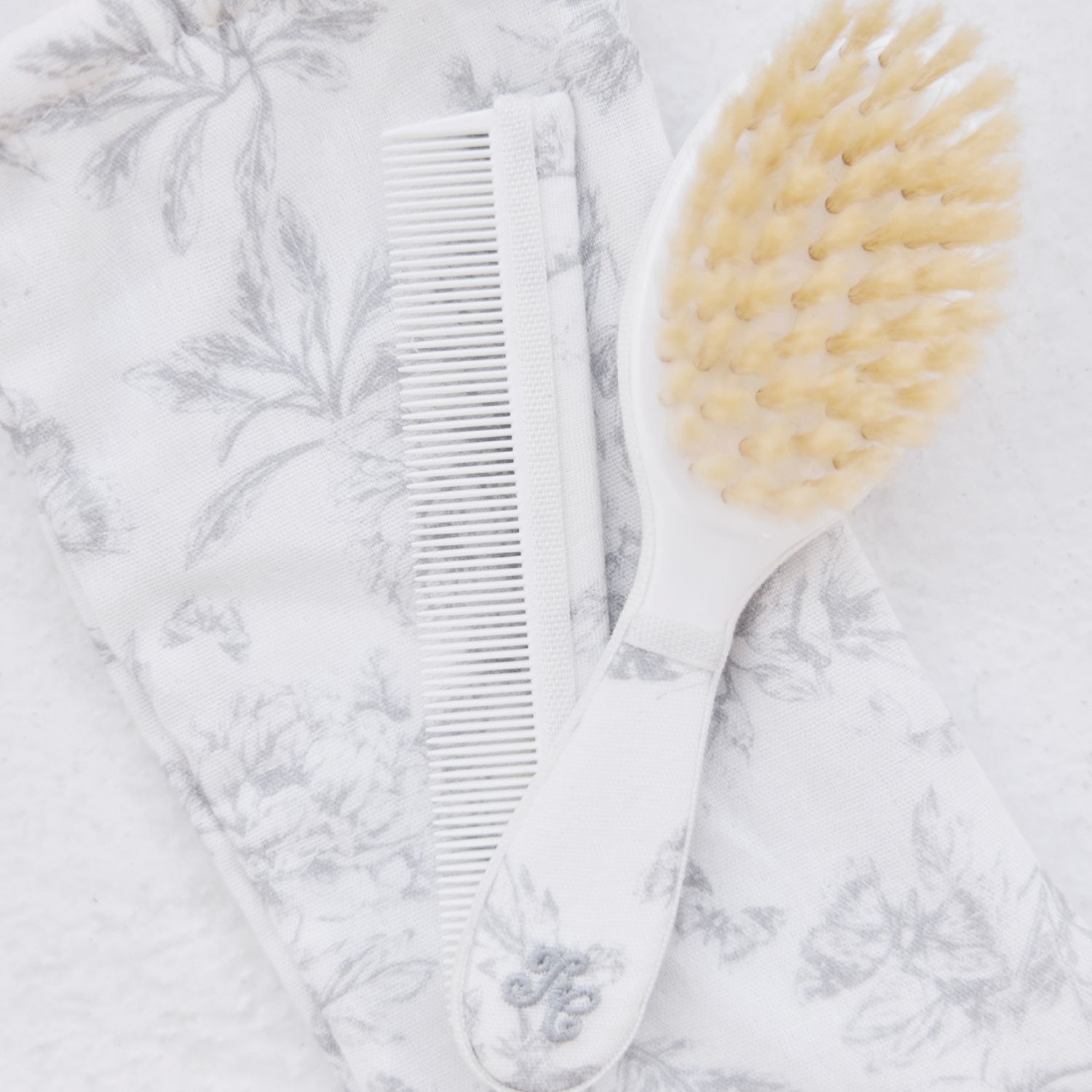 Brosse et peigne imprimé inspiration Toile de Jouy gris (Tartine et Chocolat) - Image 3