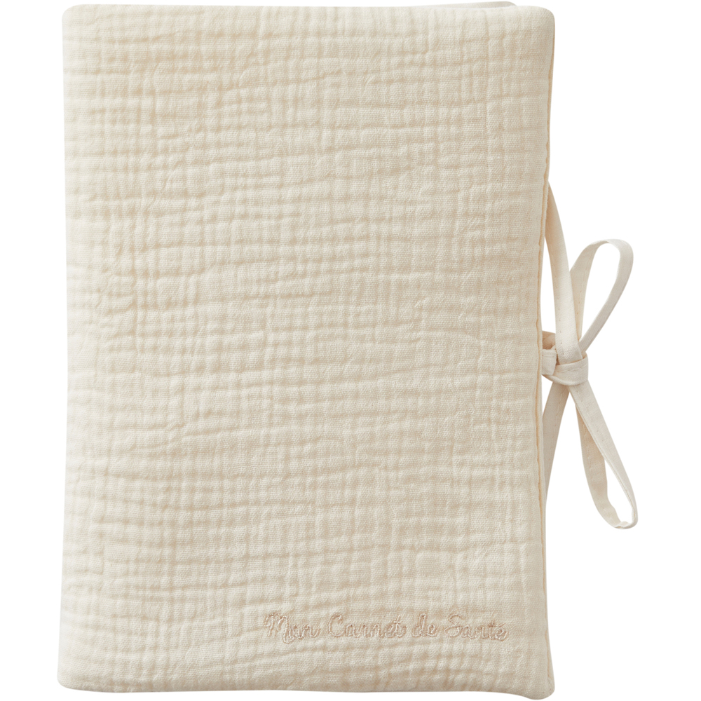Bb&Co - Protège carnet de santé gaze de coton Mousse de lait
