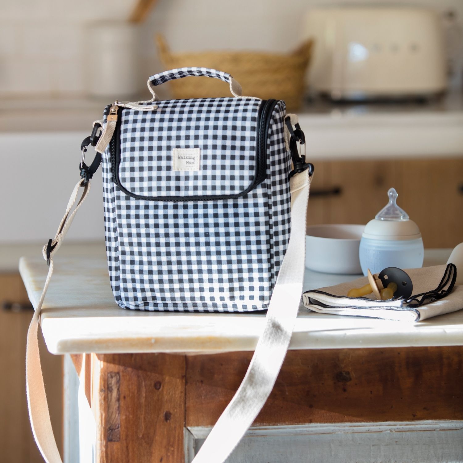 Sac isotherme Biberons I Love Vichy Noir (Walking Mum) - Image 3