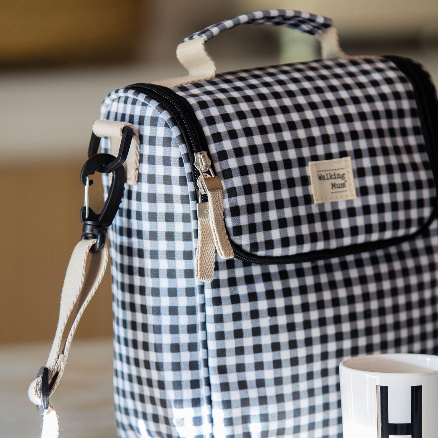 Sac isotherme Biberons I Love Vichy Noir (Walking Mum) - Image 4