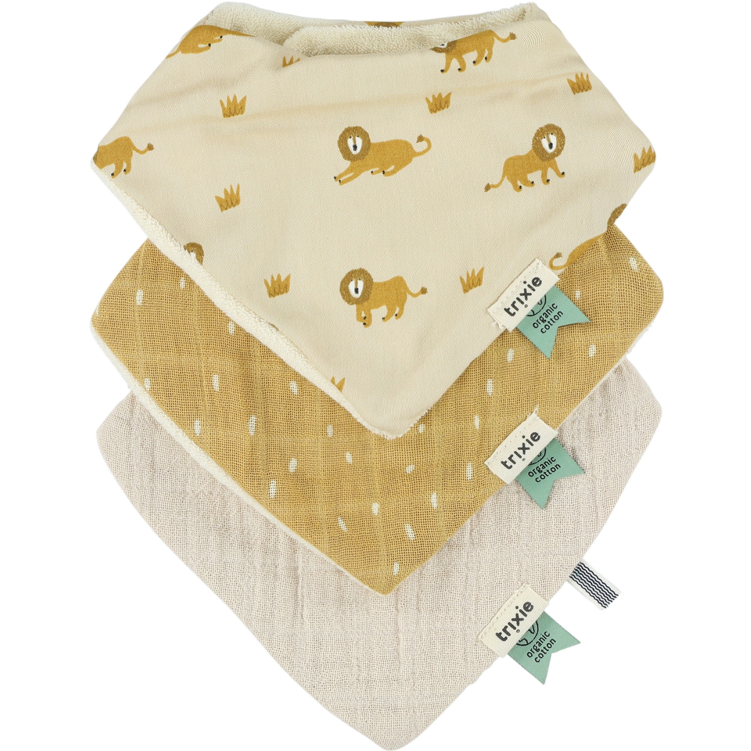 Trixie Baby - Lot de 3 Bavoirs Bandana - Lively Lion