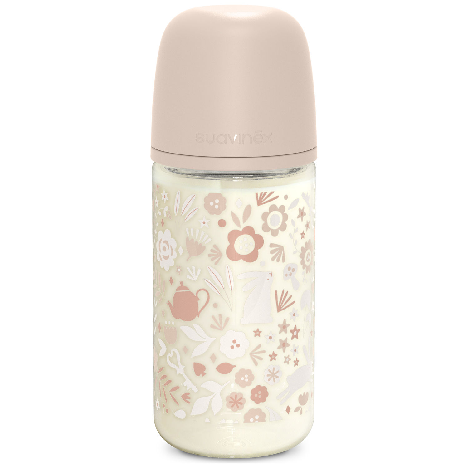 Suavinex - Biberon en verre tétine SXPro M Wonderland Rose (240Ml)