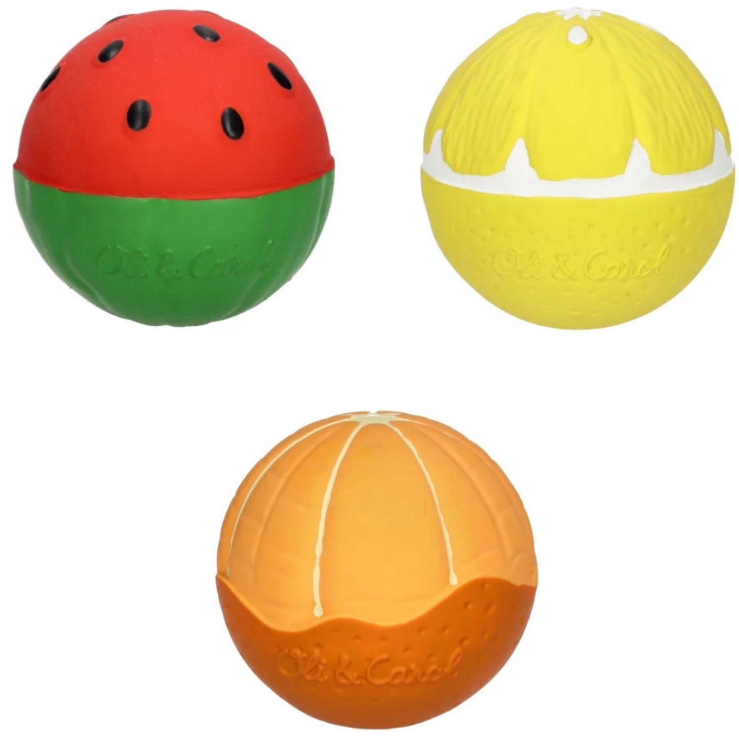 Oli and Carol - Set de 3 Balles sensorielles, de dentition et jouet de bain Fruit Salad