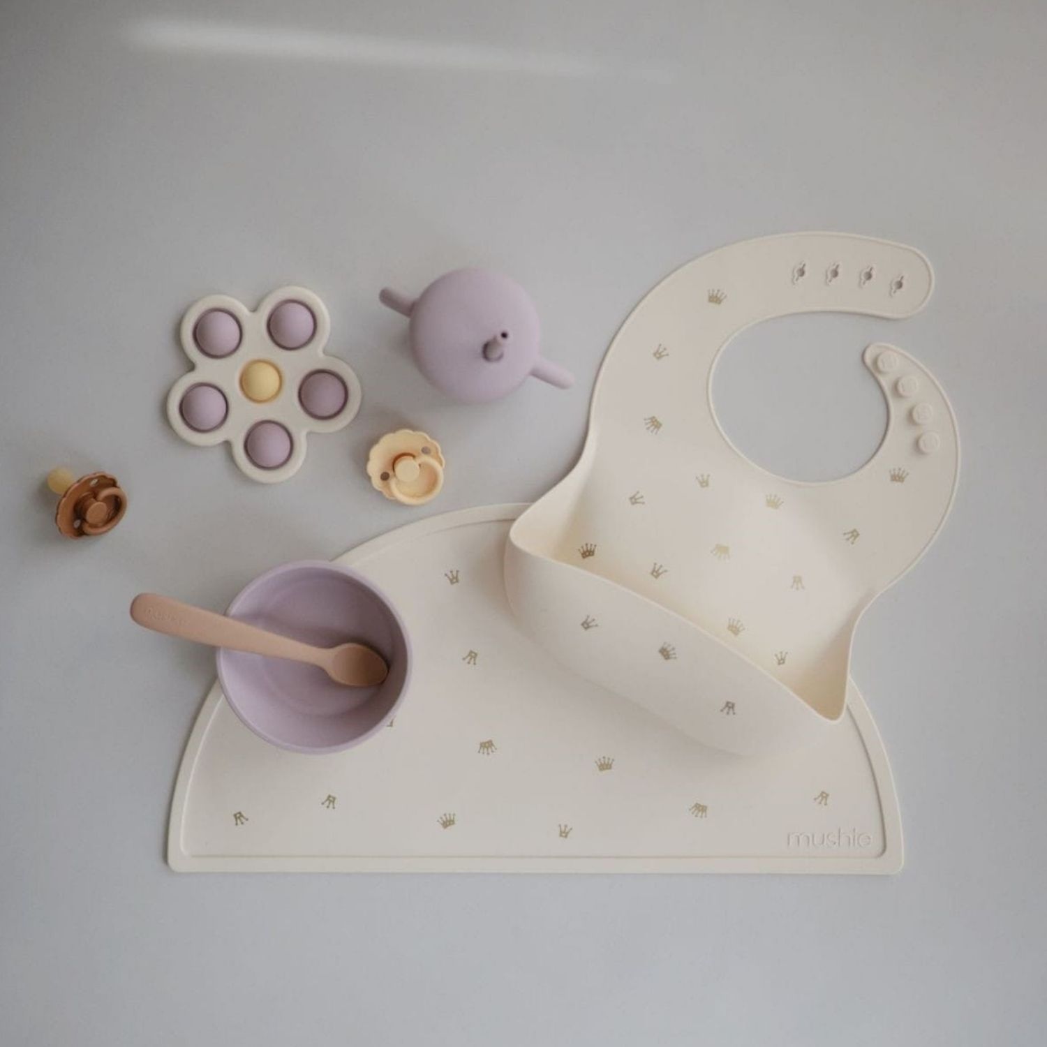 Coffret repas Round Soft Lilac (4 pièces) (Mushie) - Image 1